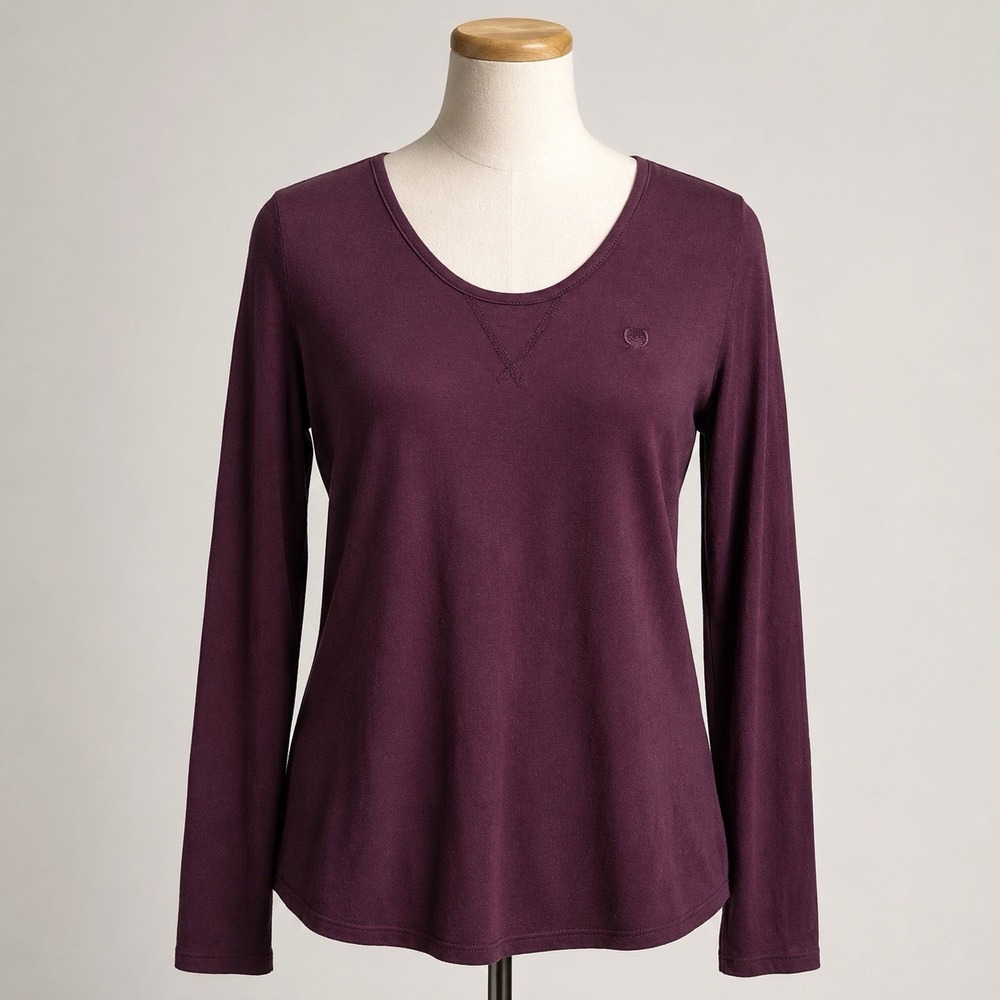 Born Pullover Shirt Casual Women Medium Purple Knit Stretch Hiking Long Sleeve